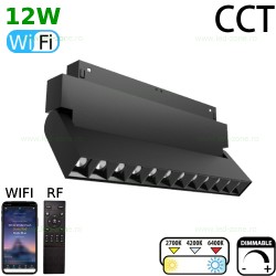 Spot LED Magnetic 12W Liniar Clar Negru Reglabil CCT RF WIFI
