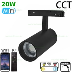 Spot LED Magnetic 20W Cilindric Negru CCT RF WIFI