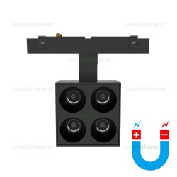 Spot LED Magnetic 8W Patrat Negru Reglabil Ultra Slim