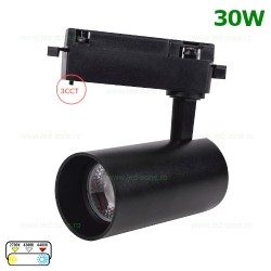 Spot LED Magazin Sina 30W COB Negru Cilindric CCT