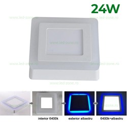 Spot LED 24W Patrat Alb Rece Contur Color Aplicat