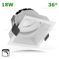 SPOTURI LED PATRATE MOBILE, Spot LED 18W COB Patrat Mobil 36 Grade Alb Dimabil, LED-Zone.ro