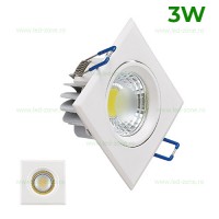 SPOTURI LED, Spot LED 3W COB Patrat Mobil Alb Victoria, LED-Zone.ro