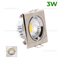 Spot LED 3W COB Patrat Mobil Argintiu Victoria