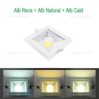 SPOTURI LED, Spot LED 12W Patrat COB Sticla 3 Functii, LED-Zone.ro