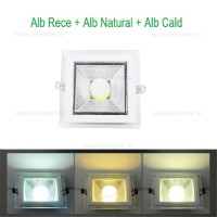 SPOTURI LED, Spot LED 6W Patrat COB Sticla 3 Functii, LED-Zone.ro