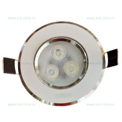 Spot LED 3x1W Rotund Mobil Alb cu Argintiu