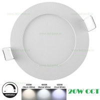 SPOTURI LED ROTUNDE, Spot LED 20W Rotund Alb Incastrat Dimabil 3 Functii CCT IP44, LED-Zone.ro