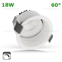 SPOTURI LED ROTUNDE, Spot LED 18W Rotund Mobil 60 Grade Alb Dimabil, LED-Zone.ro