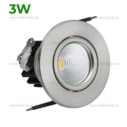 Spot LED 3W COB Rotund Mobil Argintiu Sara