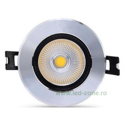 Spot LED 3W COB Rotund Mobil Argintiu - Negru