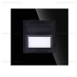 Spot LED 1.5W Patrat Negru Trepte Sticla