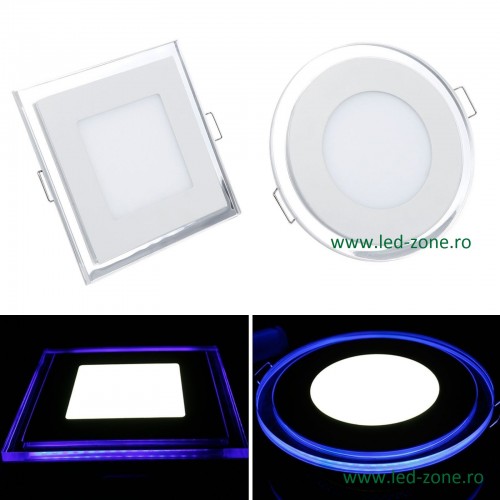 Compatible with floor documentary Spot LED 20W Patrat Alb Rece Contur Albastru - LED Zone - Magazin Online