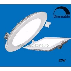 Spot LED 12W Slim Rotund Alb Dimabil