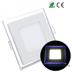Spot LED 15W Patrat Alb Rece Contur Albastru