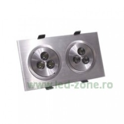 Spot LED 2x3W Dreptunghiular Mobil Argintiu