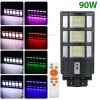 Lampa LED Iluminat Stradal 90W Solara cu RGB Senzor Miscare si Telecomanda