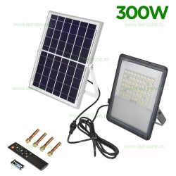 Proiector LED 300W Slim cu Panou Solar si Telecomanda 3 Functii