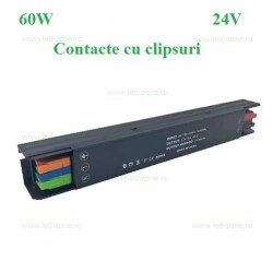 Sursa Alimentare Banda LED 24V 60W Slim Aluminiu si Clipsuri