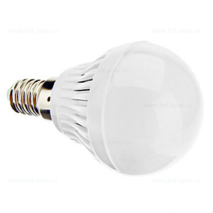 Bec LED E14 3W Glob Mat Plastic – soclu E14, 3 W, 210 lm