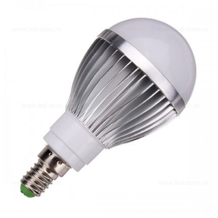 Bec LED E14 5W Glob Mat Aluminiu – soclu E14, 5 W, 420–480 lm
