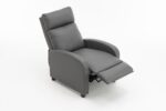 Fotoliu Recliner din Piele Ecologică, Spatar Rabatabil si Suport Picioare Extensibil, Gri - imagine 2