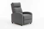 Fotoliu Recliner din Piele Ecologică, Spatar Rabatabil si Suport Picioare Extensibil, Gri - imagine 3