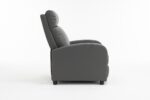 Fotoliu Recliner din Piele Ecologică, Spatar Rabatabil si Suport Picioare Extensibil, Gri - imagine 4