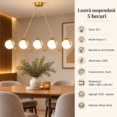 Lustra 5 Socluri Aurie LZ165-5