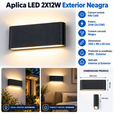 Aplica LED 24W Exterior Neagra LZ75921