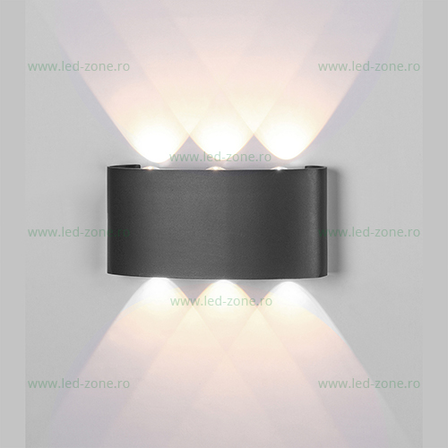 Aplica LED 2x3W Exterior Negru LZ2056-6 Alb Natural Aplica LED 2x3W Exterior Negru LZ2056-6 Alb Natural - imagine 1