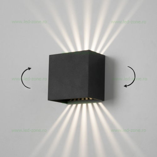 Aplica LED 2x3W Exterior Patrata Neagra Multi Fascicul LZ2126 Aplica LED 2x3W Exterior Patrata Neagra Multi Fascicul LZ2126 - imagine 1