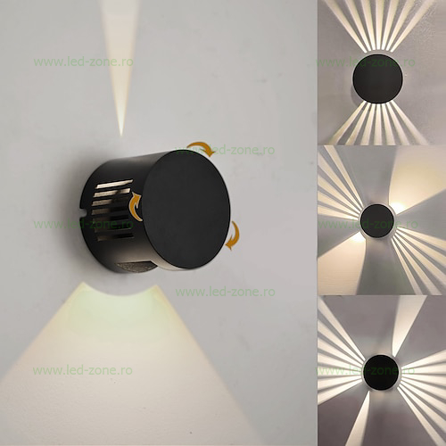 Aplica LED 2x3W Exterior Rotunda Neagra Multi Fascicul LZ2125 Aplica LED 2x3W Exterior Rotunda Neagra Multi Fascicul LZ2125 - imagine 1