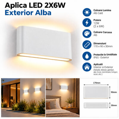 Aplica LED 2x6W Exterior Alba LZ75964