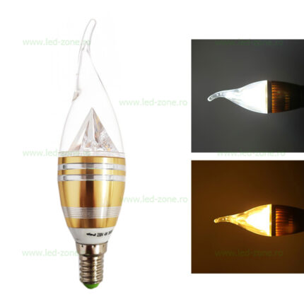 Bec LED E14 4W Flacara Clar Auriu – soclu E14, 4 W, 280 lm