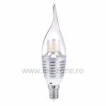 Bec LED E14 7W Flacara Clar Argintiu SMD2835 – soclu E14, 7 W, 560–630 lm