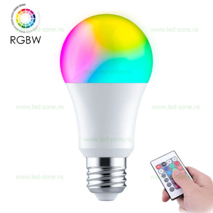 Bec LED E27 12W RGBW Telecomanda – soclu E27, 12 W, 960 lm