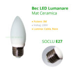 Bec LED E27 3W Lumanare Mat Ceramica – imaginea 2