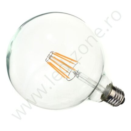 Bec LED E27 6W Filament Glob Clar G125