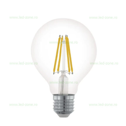 Bec LED E27 6W Filament Glob Clar G80 – soclu E27, 6 W, 550 lm