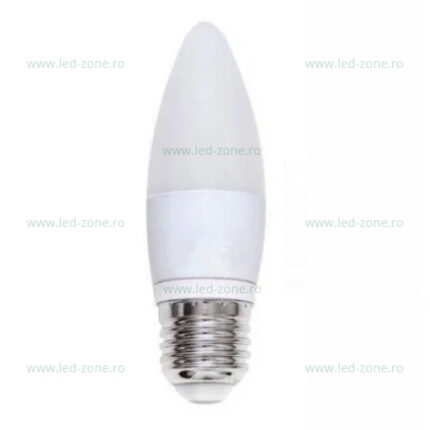 Bec LED E27 6W Lumanare Mat Plastic – soclu E27, 6 W, 510 lm