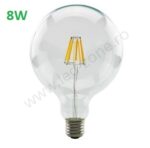 Bec LED E27 8W Filament Glob Clar G125
