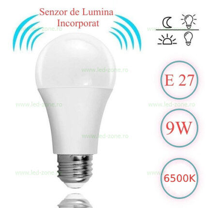 Bec LED E27 9W Glob Mat Senzor Lumina LZ18C050 – soclu E27, 9 W, 900 lm