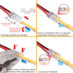 Conector Alimentare 2 Fire Banda LED COB 10mm Interior - imagine 4