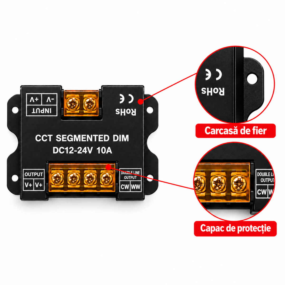 Controller Banda LED CCT 10A 120W cu Telecomanda de Perete 5 Controller Banda LED CCT 10A 120W cu Telecomanda de Perete - imagine 3