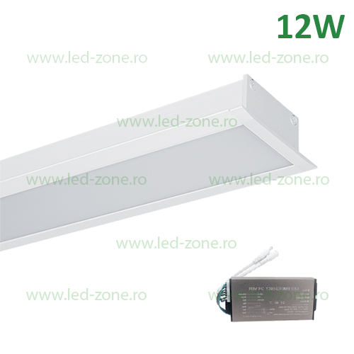 Corp Iluminat LED 12W 60cm Incastrabil Liniar EL-S48 Alb Emergenta Corp Iluminat LED 12W 60cm Incastrabil Liniar EL-S48 Alb Emergenta - imagine 1