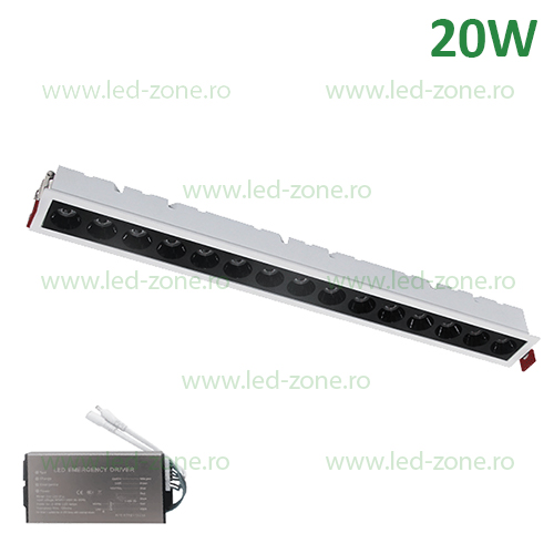 Corp Iluminat LED 20W 42cm Incastrabil Liniar EL-05 Alb-Negru Emergenta Corp Iluminat LED 20W 42cm Incastrabil Liniar EL-05 Alb-Negru Emergenta - imagine 1