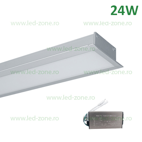 Corp Iluminat LED 24W 120cm Incastrabil Liniar EL-S48 Gri Emergenta Corp Iluminat LED 24W 120cm Incastrabil Liniar EL-S48 Gri Emergenta - imagine 1