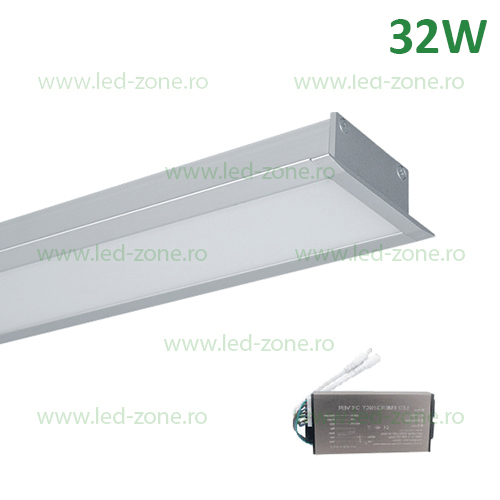 Corp Iluminat LED 32W 150cm Incastrabil Liniar EL-S48 Gri Emergenta Corp Iluminat LED 32W 150cm Incastrabil Liniar EL-S48 Gri Emergenta - imagine 1
