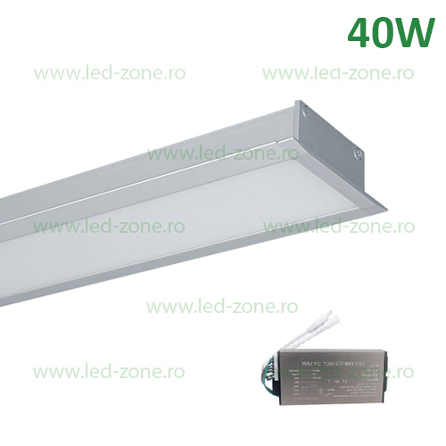 Corp Iluminat LED 40W 120cm Incastrabil Liniar EL-S48 Gri Emergenta Corp Iluminat LED 40W 120cm Incastrabil Liniar EL-S48 Gri Emergenta - imagine 1